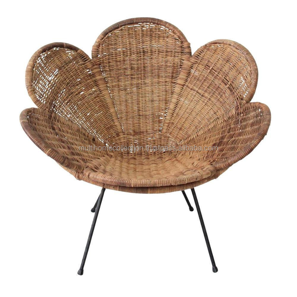 Iron & Rattan Flower Chair