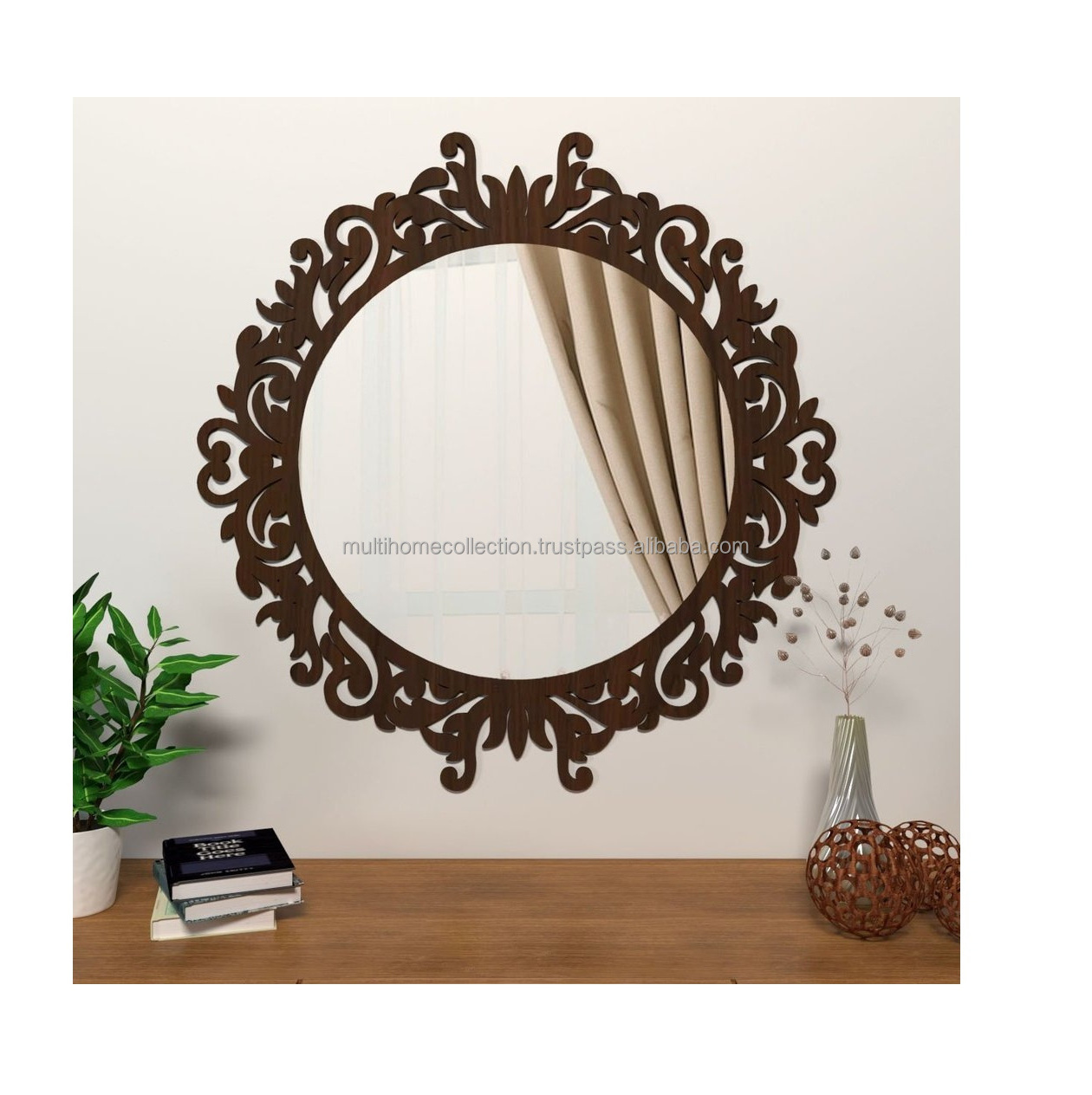 Wholesale Hot Selling Trending Wall Mirror Arts Living Room Scented Scenery Designer Framed Iron Wall Mirror With Logo