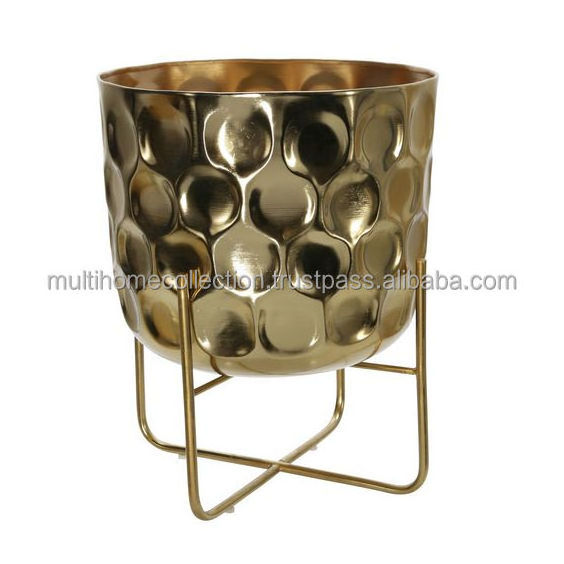 Round Cylindrical Shaped Elegant Planter Countertop Brushed Stainless Steel Metal Planters Flower Pot for Office home