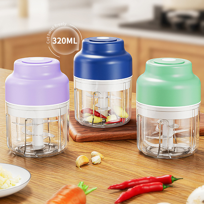 250ML320ML  Rechargeable Portable and Cordless Mini Food Processor Electric Garlic Chopper with Stainless Steel Blade