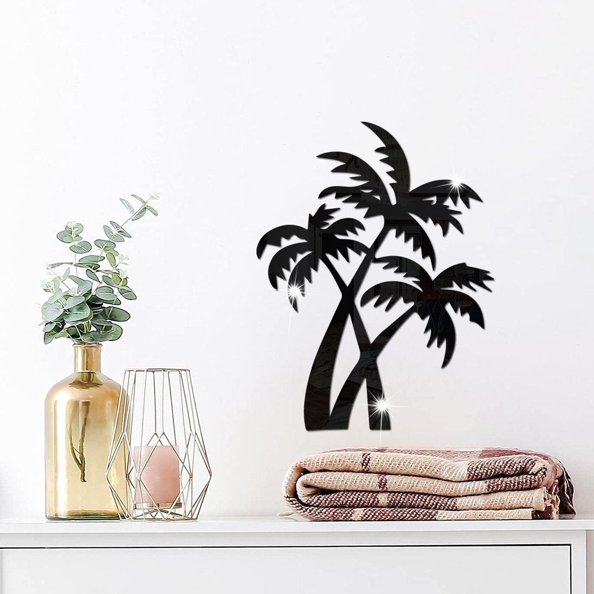 Factory Unique 3D Coconut Tree Mirror Acrylic Wall Stickers for Home for Living Rooms and Restaurants Decoration