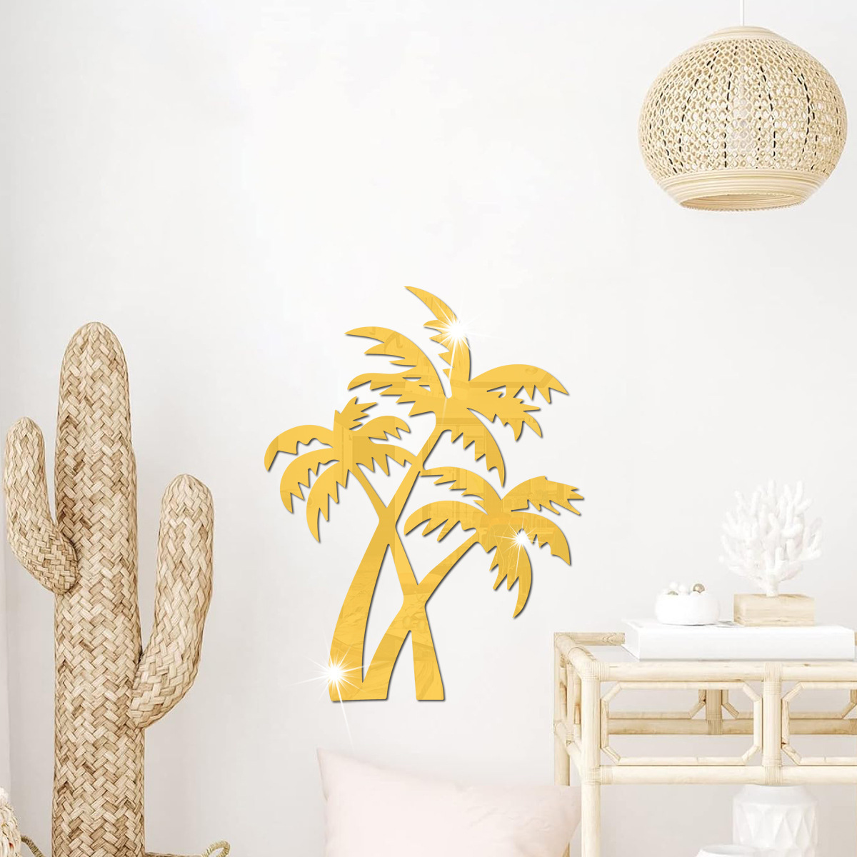 Factory Unique 3D Coconut Tree Mirror Acrylic Wall Stickers for Home for Living Rooms and Restaurants Decoration