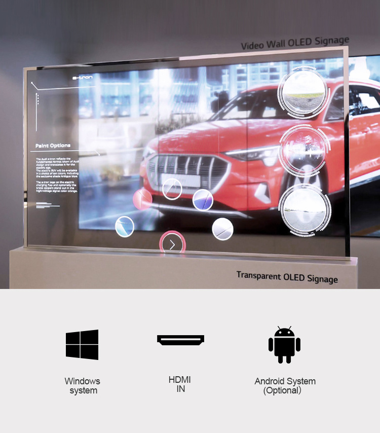 EKAA 55 inch Ultra-thin Commercial Transparent LCD Vertical Touch Screen For Advertising