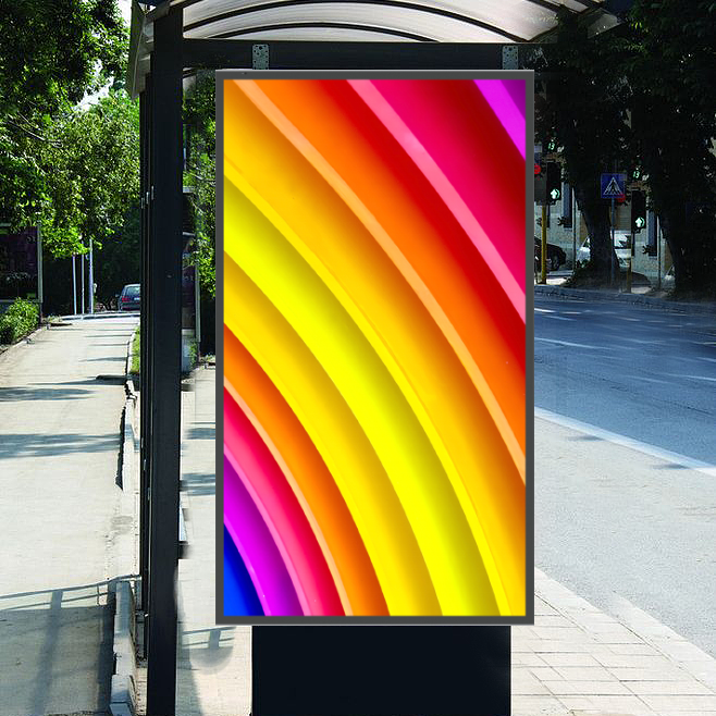 Street Furniture Digital Bus Stop Shelter With Qlcd display lcd screen