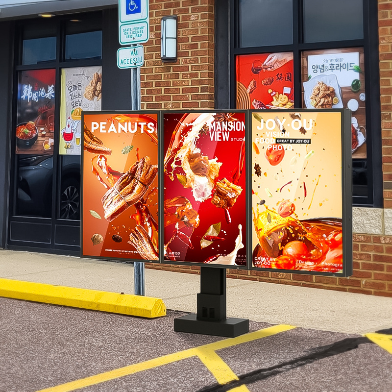 EKAA Outdoor Single double Triple 55 Inch LCD screen Drive thru Menu Boards Outdoor Waterproof Advertising digital signage kiosk