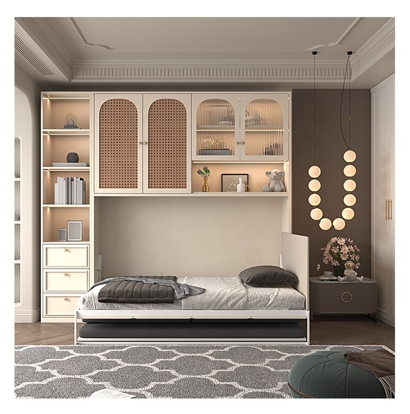 Custom ancient style multi-combination storage cabinet folding sofa wall bed automatic wall bed single wall bed