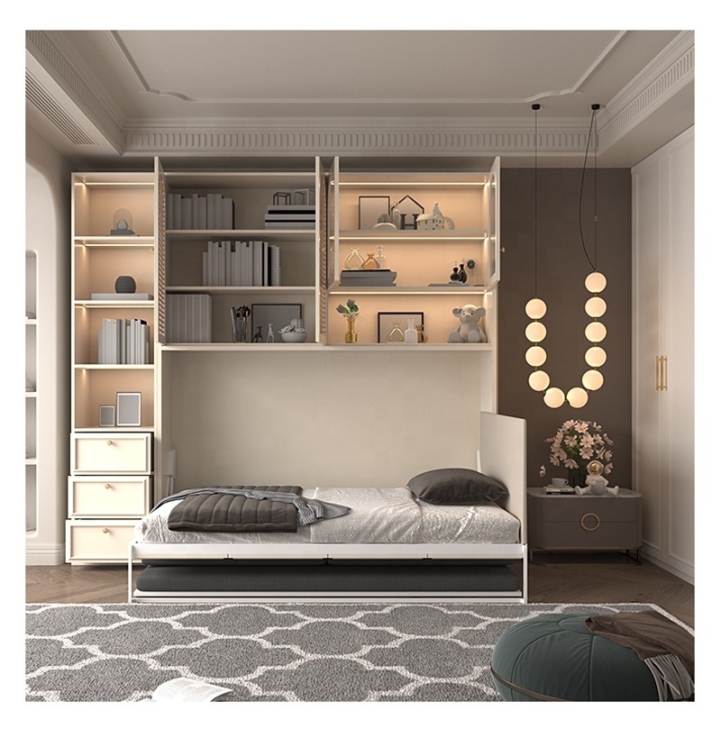 Custom ancient style multi-combination storage cabinet folding sofa wall bed automatic wall bed single wall bed