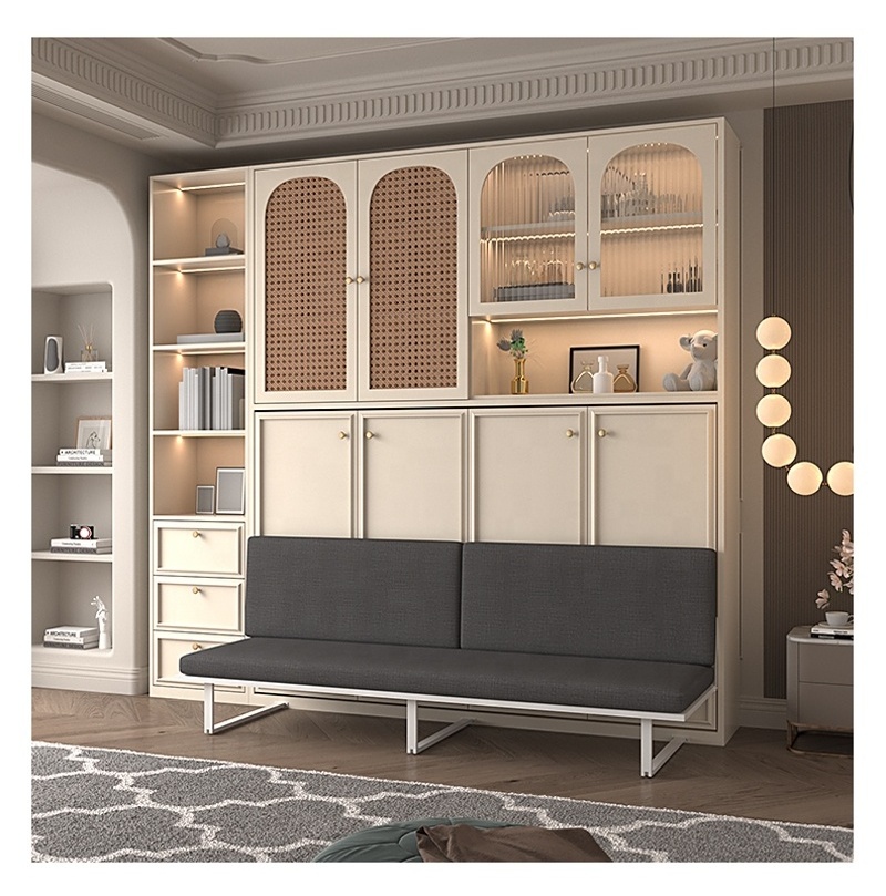 Custom ancient style multi-combination storage cabinet folding sofa wall bed automatic wall bed single wall bed