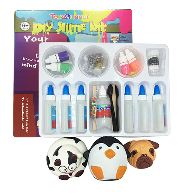 DIY slime making kit creative educational toys kids lab glue activator diy slime set with squishy toys