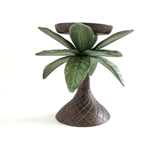 Metal Palm Tree Pillar Candle Holder