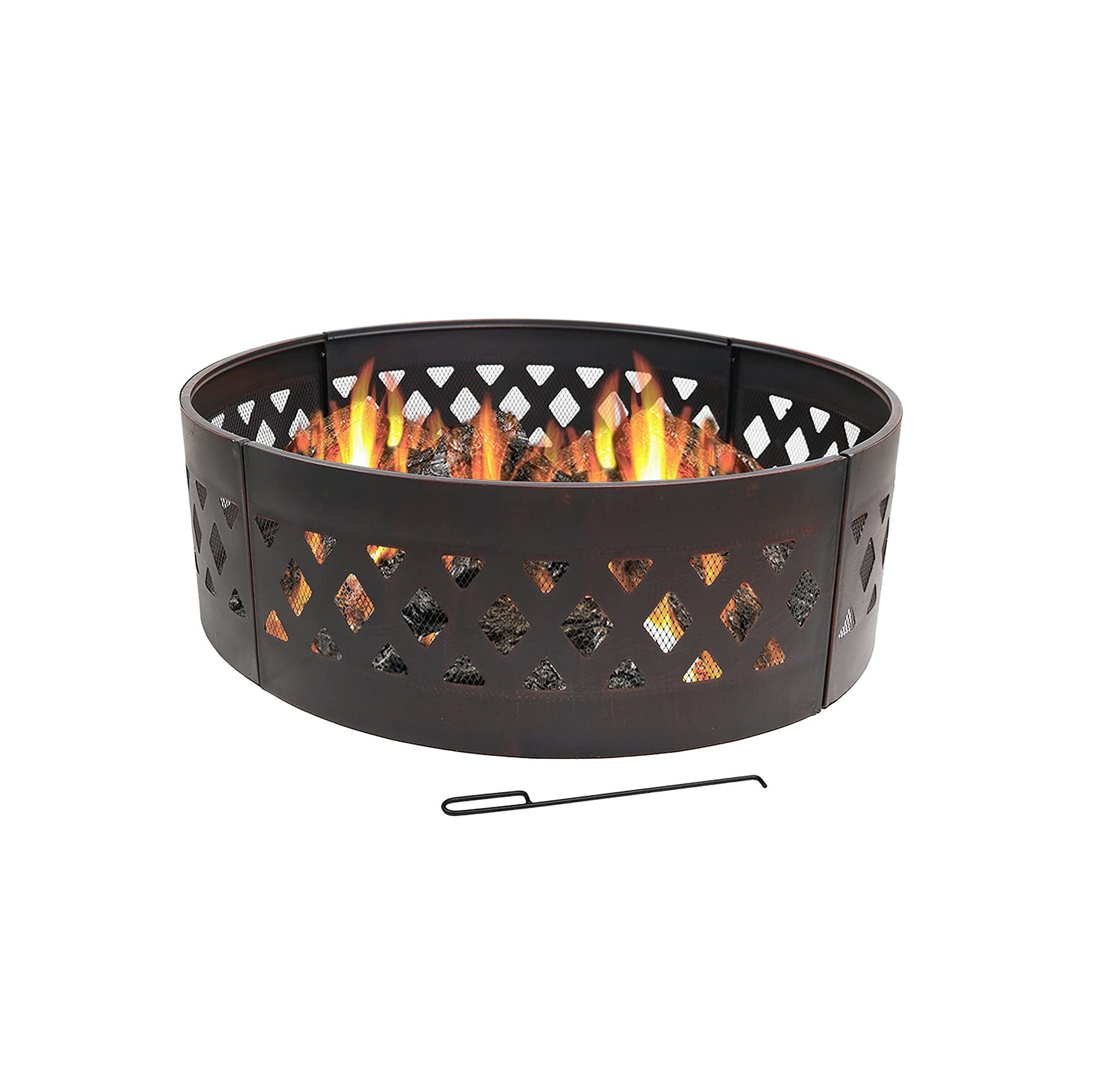 Heavy Duty Wood Burning Fire Pit Campfire Ring with Cooking Grate and Fire Poker 36 Inch Outdoor Camping Fire pit