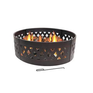 Heavy Duty Wood Burning Fire Pit Campfire Ring with Cooking Grate and Fire Poker 36 Inch Outdoor Camping Fire pit