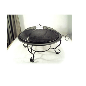 Great Quality Elegant Iron Fire Pit Bowl  Black Outdoor Wood Burning Fireplace Stand with Spark Screen Poker Stick