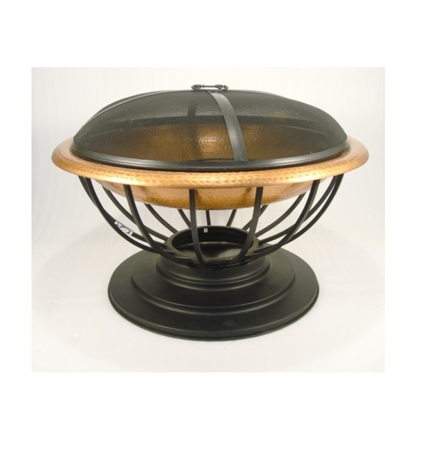 Metal Fire Pit Table, Wood Burning Outside  Copper fire Pit Round Grill Cover Poker, Outside Iron Fire Pit