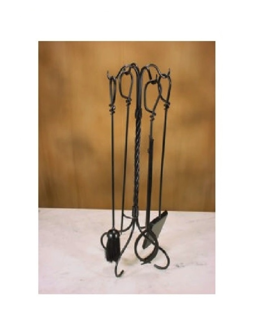 Excellent Fireplace Tools Wood poker kit Metal Stand iron black painted coated