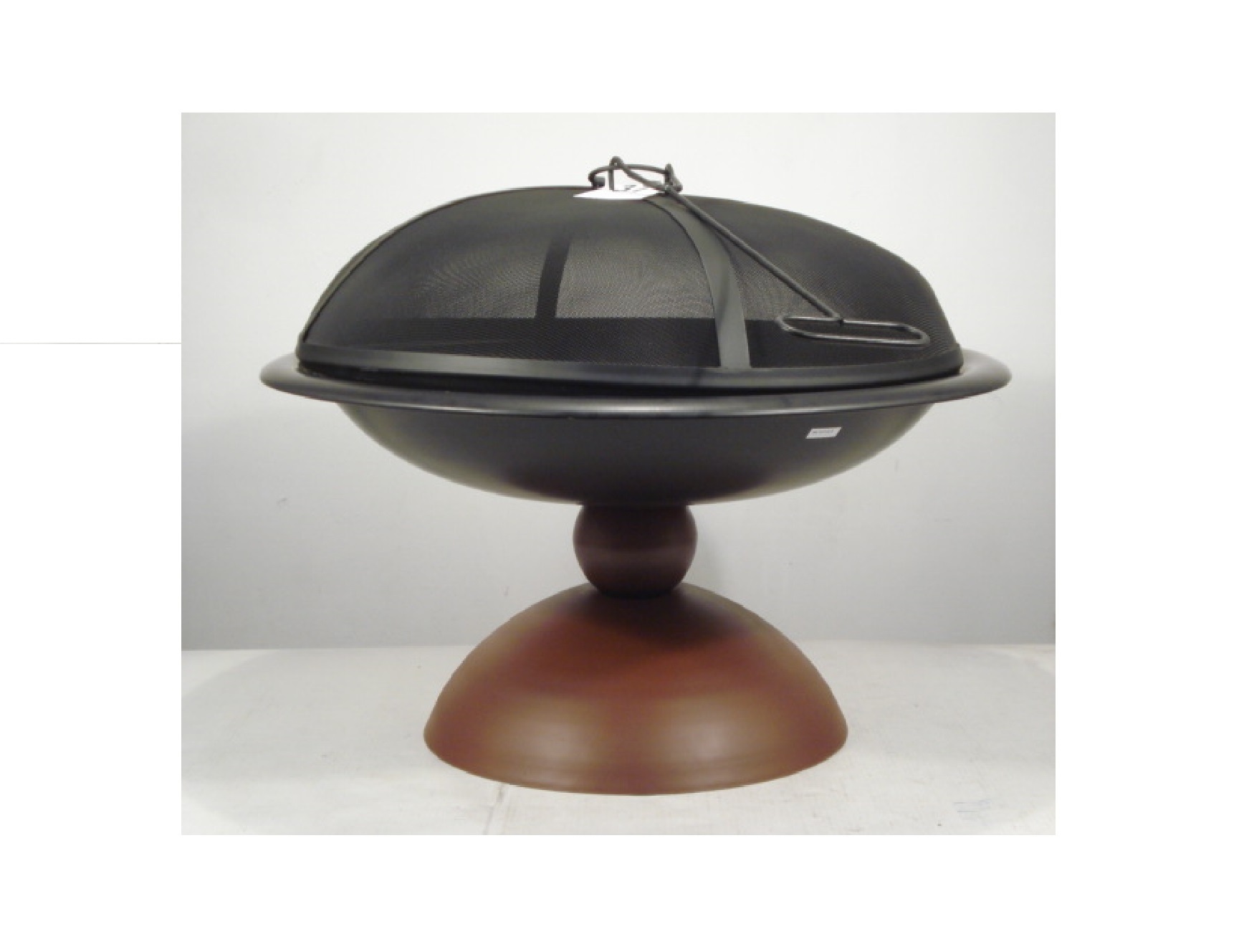 great quality fire pit black net lid and heat resistance fire bowl with mat brown base For Outdoor decoration