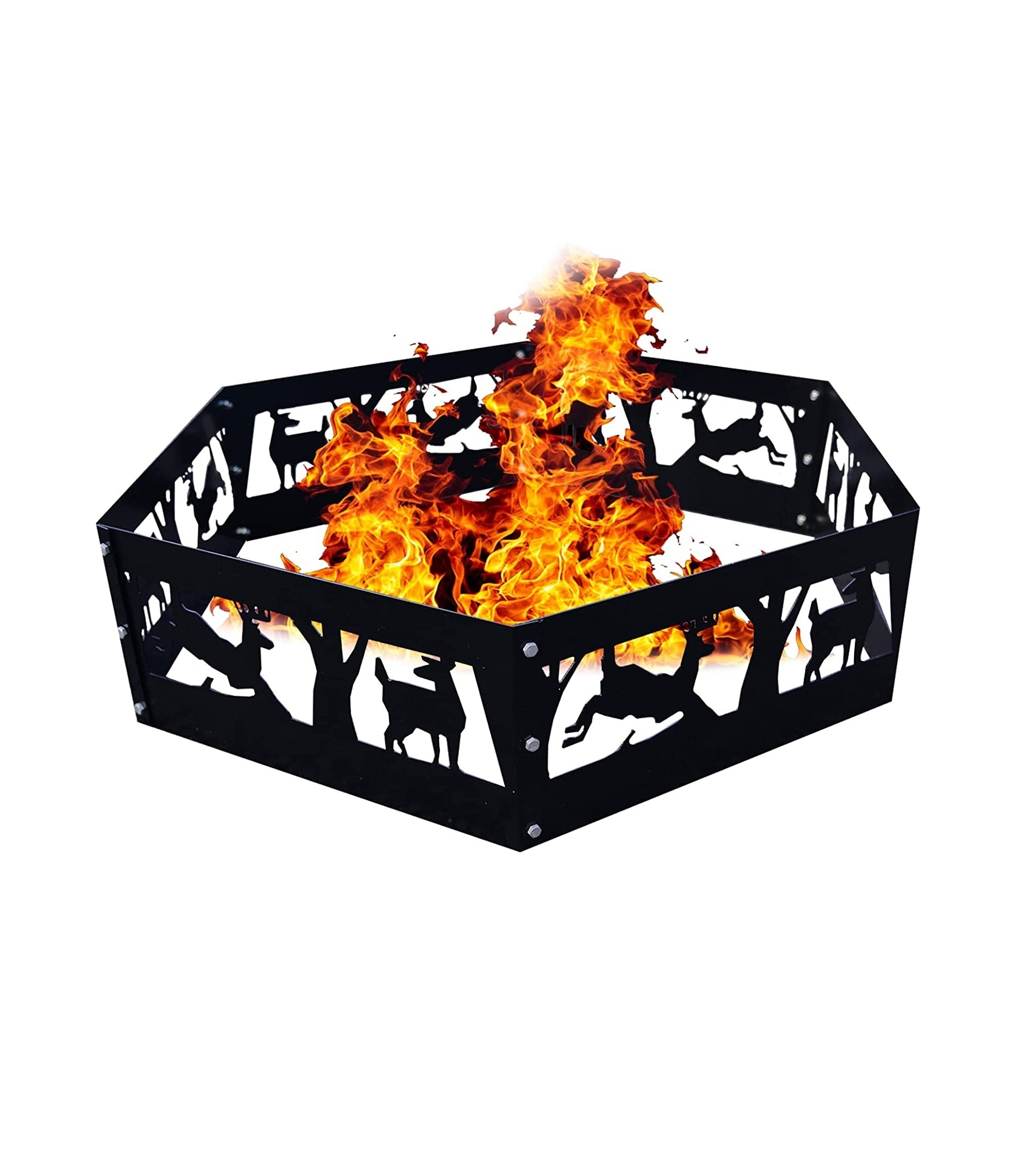 Premium Quality 36 Inch Wildlife Fire Pit Campfire Ring Wood Burning Hexagonal For Home Decoration