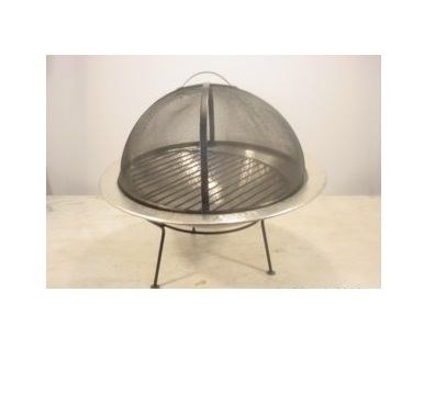 Great Quality Copper Round Bowl Fire Pit, Firepit with Black Base, Poker, & Mesh Screen Lid For Outdoor Use