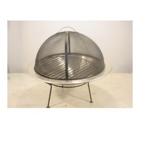 Great Quality Copper Round Bowl Fire Pit, Firepit with Black Base, Poker, & Mesh Screen Lid For Outdoor Use