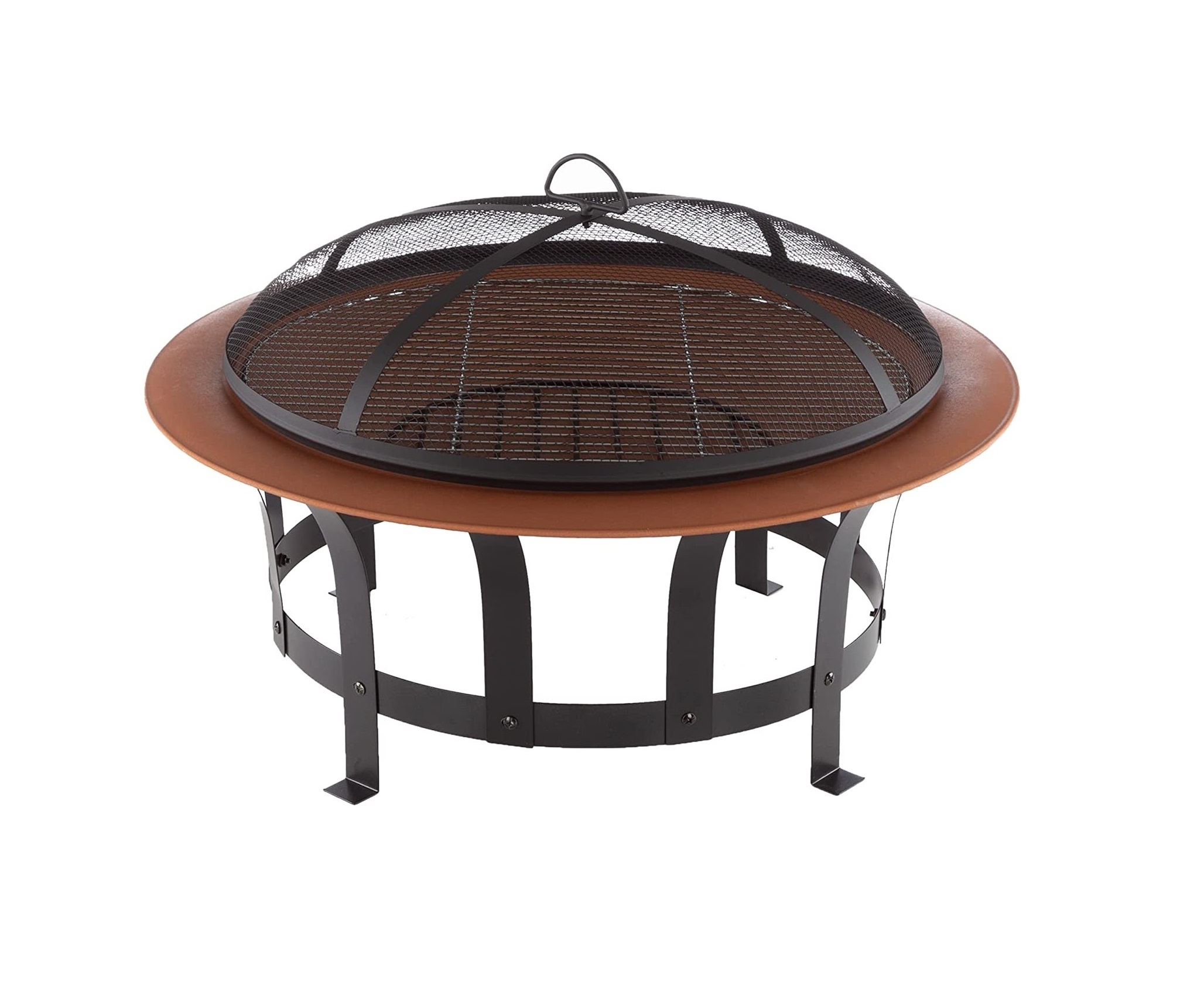 Round Outdoor Patio Fire Pit Wood Log Burning Heater With Poker, Grate