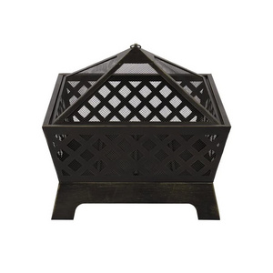 Antique Wood Burning Outdoor Fire pit with Spark Screen