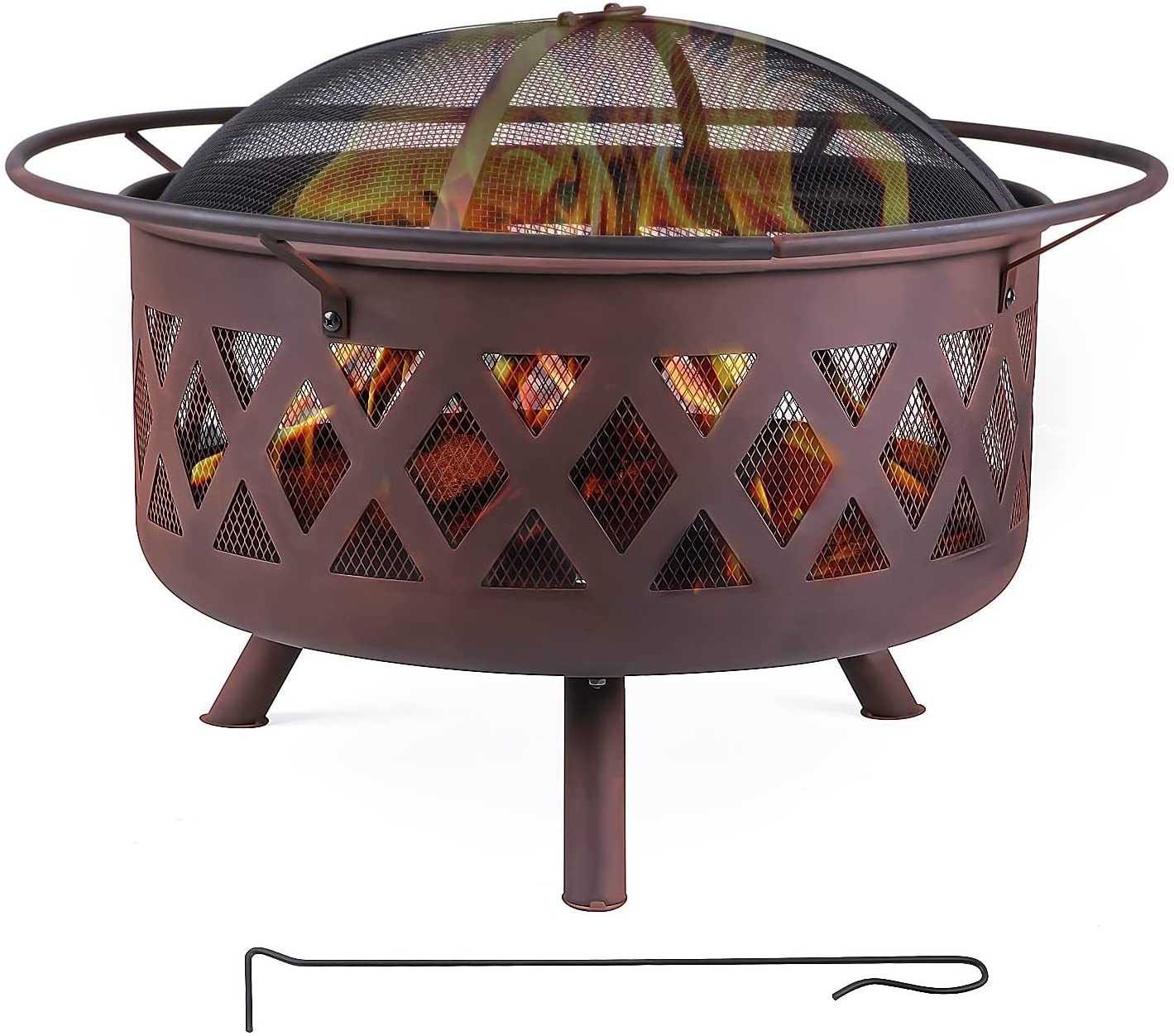 Unique Copper Paint Fire Pit Bowl with Iron Stand For Outdoor Decoration