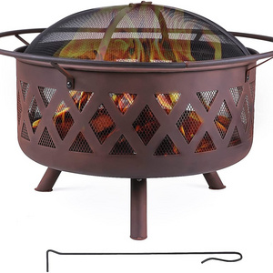 Unique Copper Paint Fire Pit Bowl with Iron Stand For Outdoor Decoration