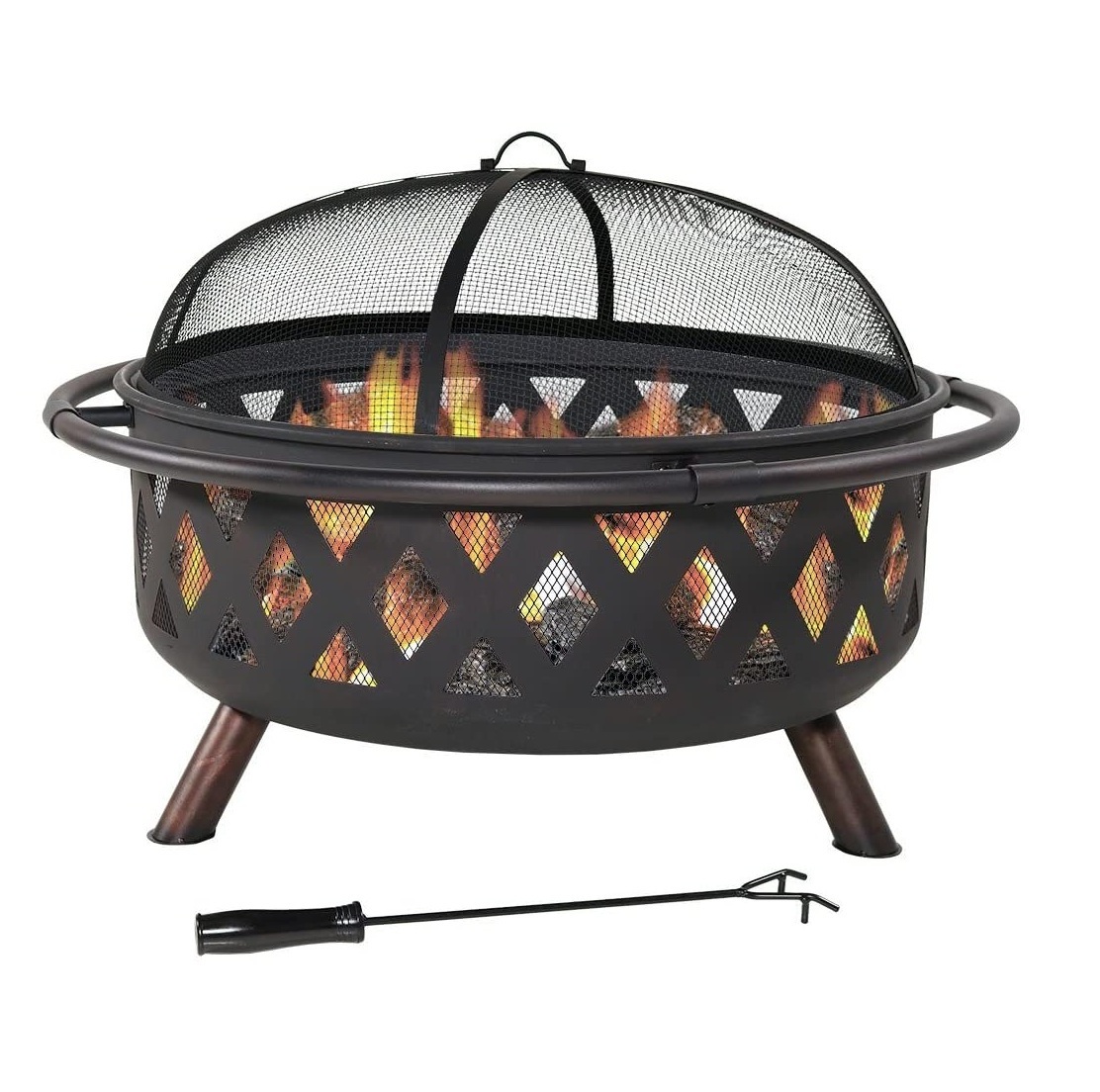 Fire Pit Copper Look Wood Burning  Portable Outdoor Firepit Backyard Fireplace Including Spark Screen Cooking Grill