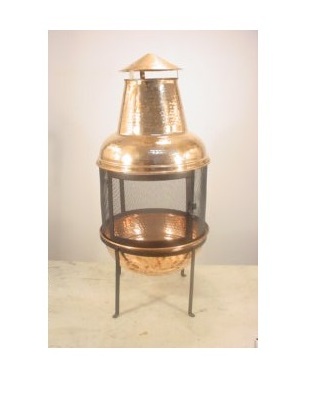 Unique Tall Copper Hammered Chiminea Fire Pit For Homes and Gardens Use