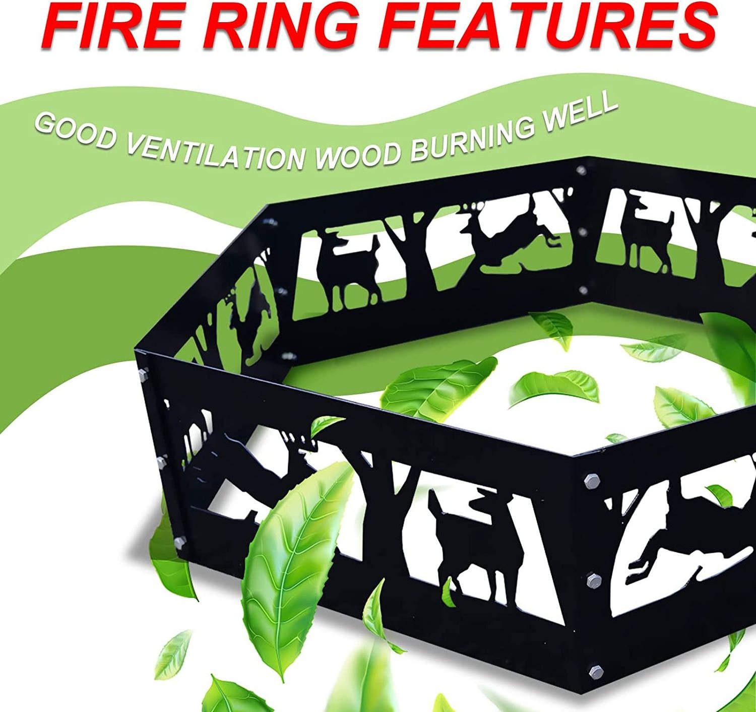 Premium Quality 36 Inch Wildlife Fire Pit Campfire Ring Wood Burning Hexagonal For Home Decoration