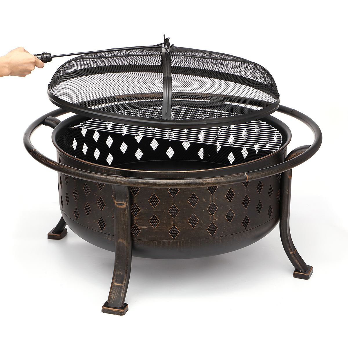 Great Quality Moon Star Fire Pit with Smash Lid on Top with Steel Cooking Grill