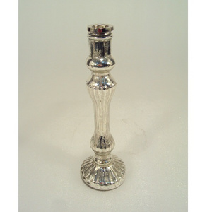 Silver Mercury Glass Mirrored Antique  Tapered Candle Holder