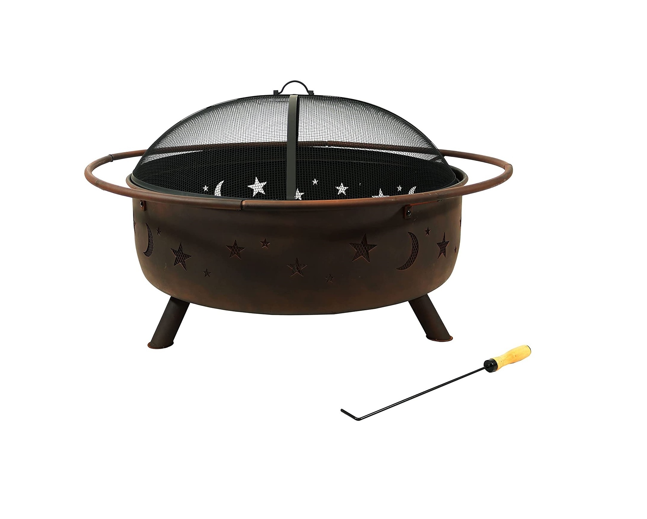 Moon Star Outdoor Backyard Heavy Duty Metal Large Bonfire Wood Burning Portable Hollow Out Brazier Fire Pit For Garden Outside