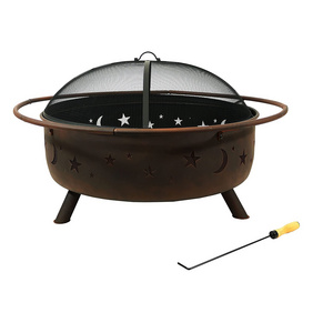 Moon Star Outdoor Backyard Heavy Duty Metal Large Bonfire Wood Burning Portable Hollow Out Brazier Fire Pit For Garden Outside