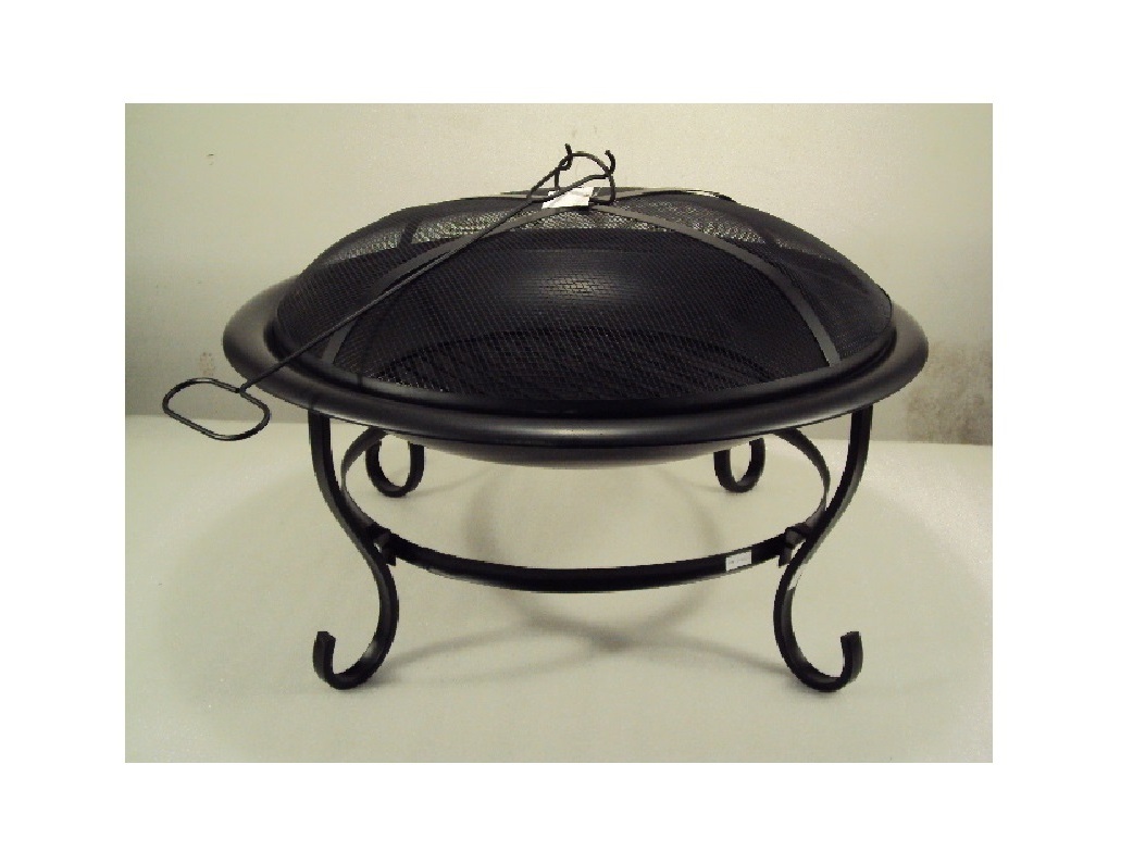 Luxury Living  Outdoor Fire Pit with Poker Stick and Spark Screen Lid  for Garden with Bowl Cutout Design