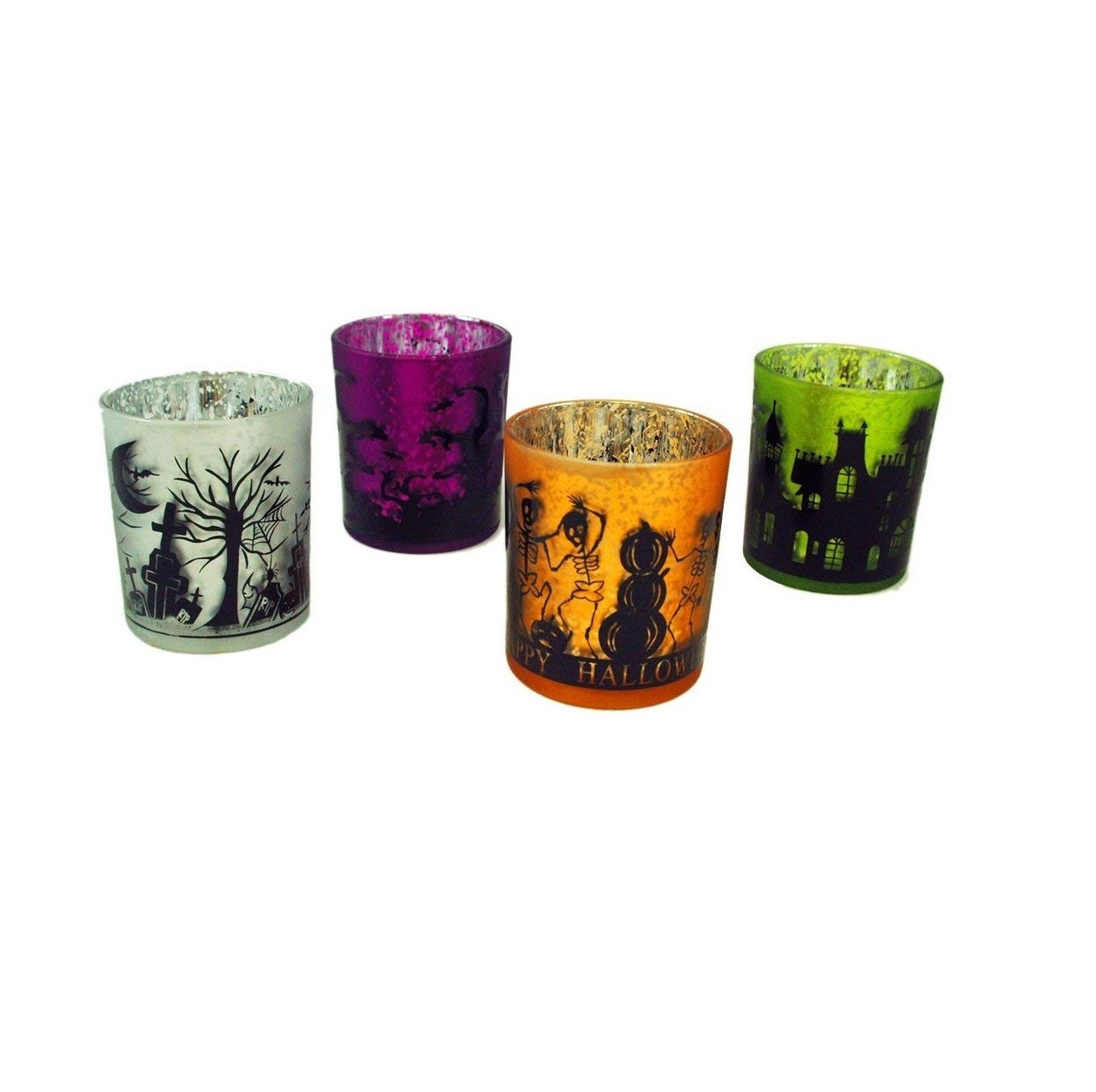 Multicolour Mercury Glass Halloween Votive Candle Holder