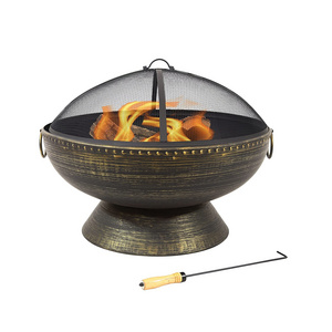 Great Quality Antique Metal Wood Burning Fire Pit With Mesh Spark Screen For Outdoor Patio Heater