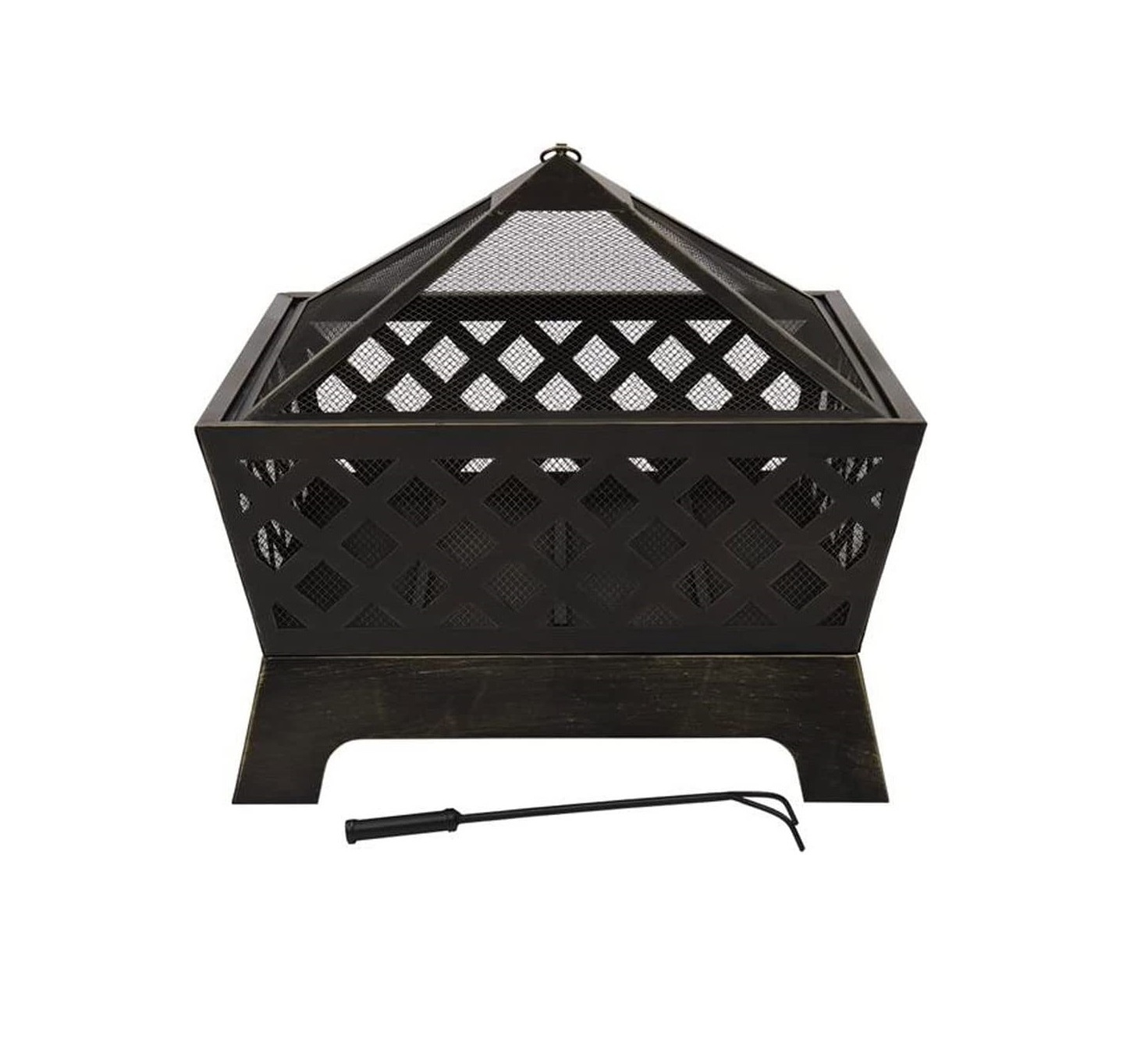 Antique Wood Burning Outdoor Fire pit with Spark Screen