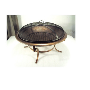 Fire Pit Copper Look Wood Burning  Portable Outdoor Firepit Backyard Fireplace Including Spark Screen Cooking Grill