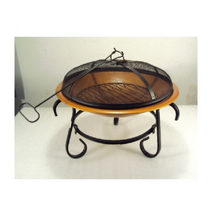 Premium Quality Iron Round Fire Pit Bowl With Iron Stand and Poker Stick Smash Lid For Outdoor Use