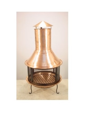 Unique Tall Copper Hammered Chiminea Fire Pit For Homes and Gardens Use