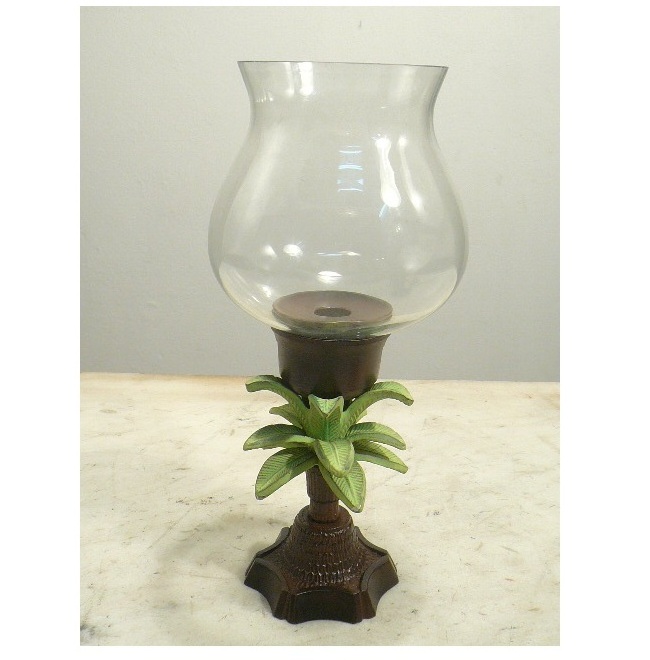 Metal Palm Tree Pillar Candle Holder