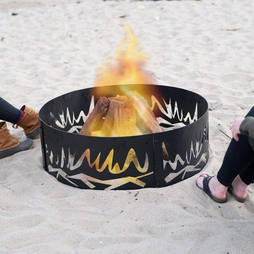 Unique Blue sky heavy gauge 36x12 round abstract fire decorative Iron fire ring For Outdoor Decoration