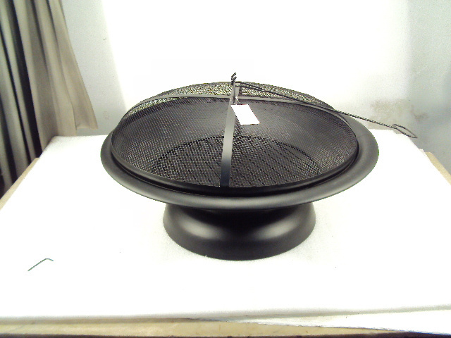 High Quality Metal Black Fire Pit Round Bowl With Mesh Lid Cover and Poker Stick For Outdoor Decor