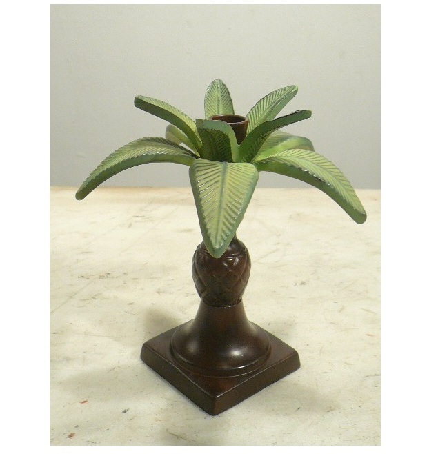 Metal Palm Tree Pillar Candle Holder