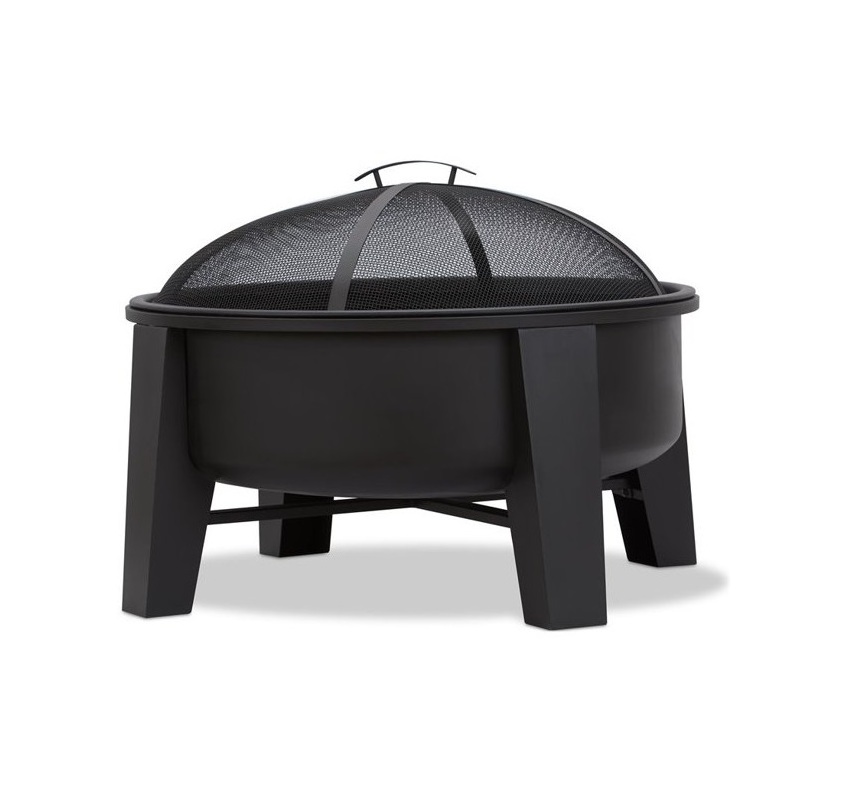 Metal Round Fire Pit Large Outdoor Heavy Round Wood Burning Firepit with Fire Poker Stick