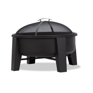 Metal Round Fire Pit Large Outdoor Heavy Round Wood Burning Firepit with Fire Poker Stick