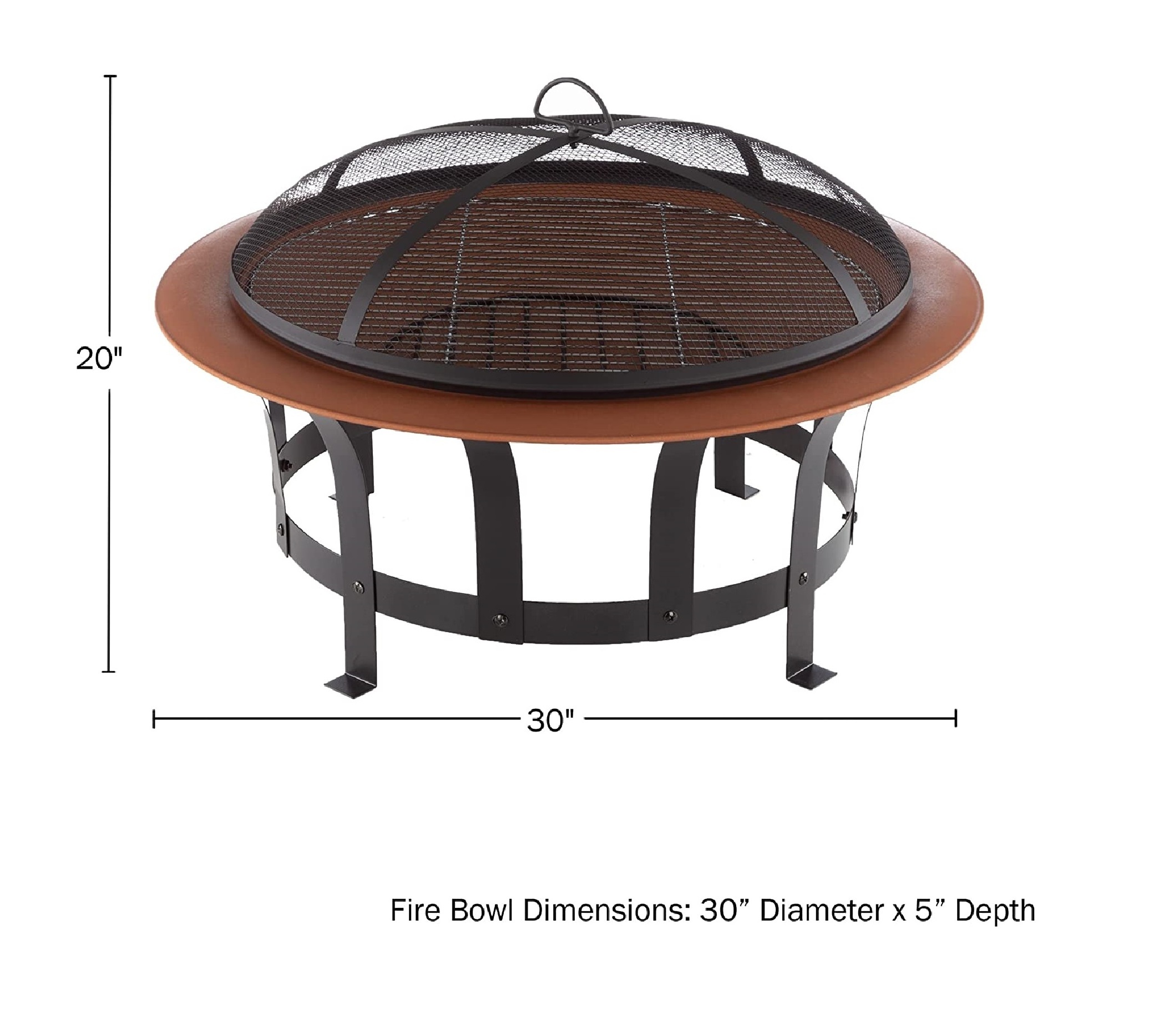 Round Outdoor Patio Fire Pit Wood Log Burning Heater With Poker, Grate