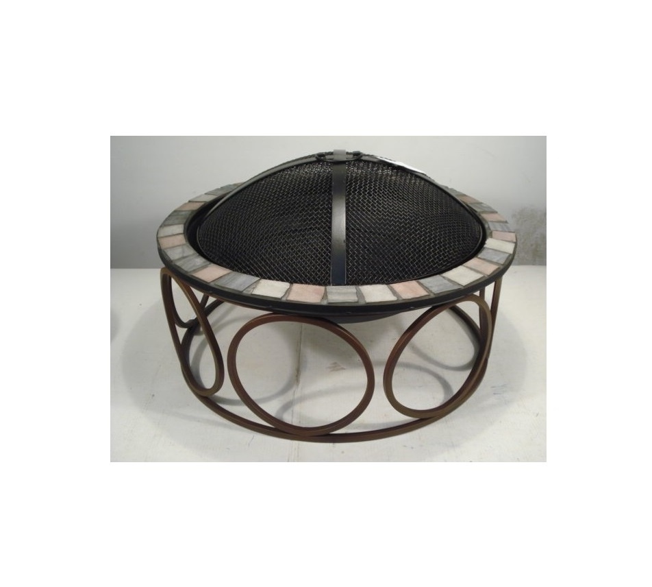 mosaic tile table fire pit with BBQ