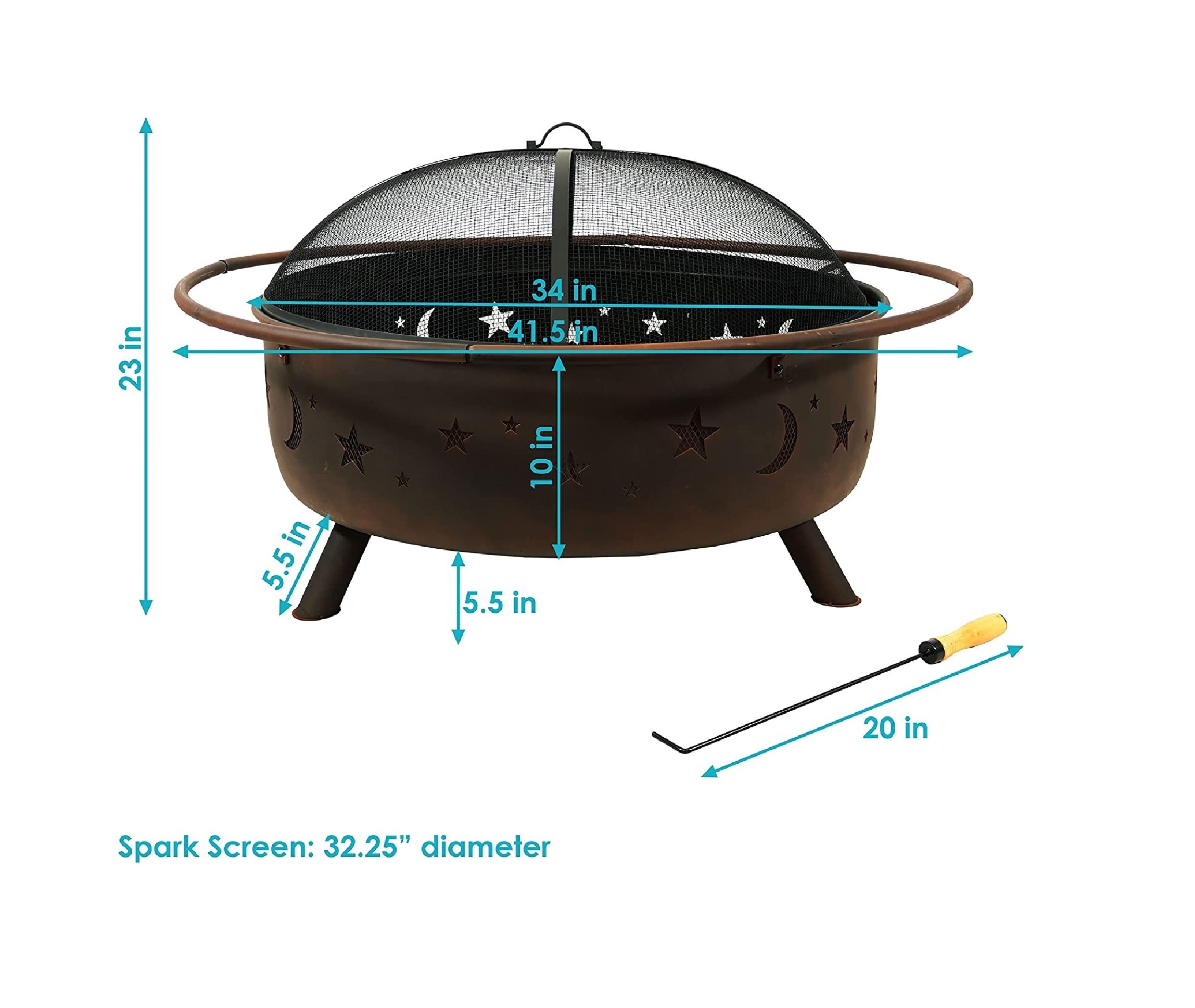 Moon Star Outdoor Backyard Heavy Duty Metal Large Bonfire Wood Burning Portable Hollow Out Brazier Fire Pit For Garden Outside